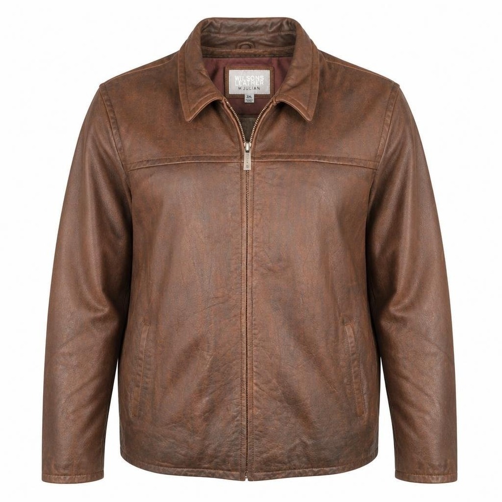 Wilsons Leather Jacket M Julian Mens 2XL Brown Bomber Distressed Patina Grunge